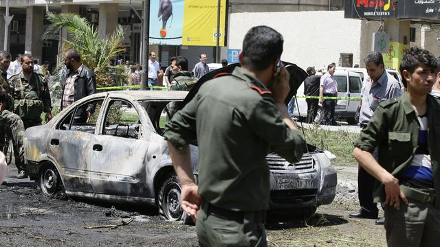 La voiture piégée a explosé dans un quartier commercial de Damas. [LOUAI BESHARA]