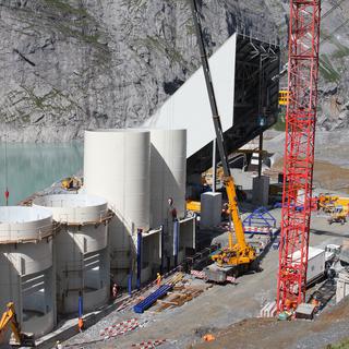 Le chantier de la centrale hydraulique de Linthal. [AXPO]