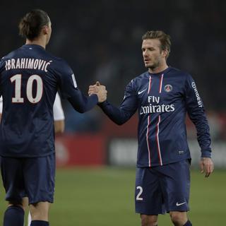 Zlatan Ibrahimovic et David Beckham, tous deux joueurs du Paris Saint-Germain. [Francois Mori]