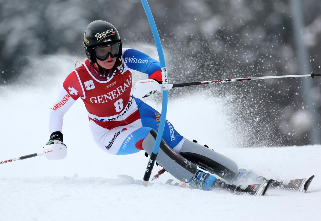 Lara Gut n'a pas réussi à se mêler à la lutte pour le podium. [KEYSTONE - Enrico Schiavi]