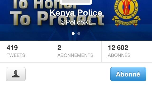 Capture d'écran du compte de la police kenyane. [Twitter]