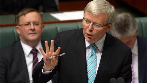 Kevin Rudd s'exprime à la Chambre des représentants à Canberra, le 27 juin 2013. [Keystone]