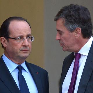 Le président français François Hollande et son ex-ministre des Finances Jérôme Cahuzac. [Miguel Medina]