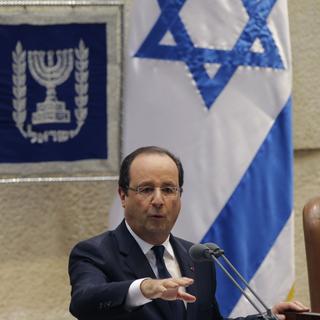 François Hollande à la tribune de la Knesset. [Philippe Wojazer]