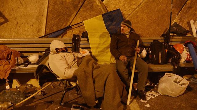 Les manifestants à Kiev déterminés à rester jusqu'au bout. [EPA/FILIP SINGER]
