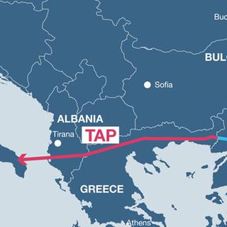 Le trajet du gazoduc du consortium TAP passera par la Grèce et l'Albanie avant d'atteindre l'Italie. [www.trans-adriatic-pipeline.com]