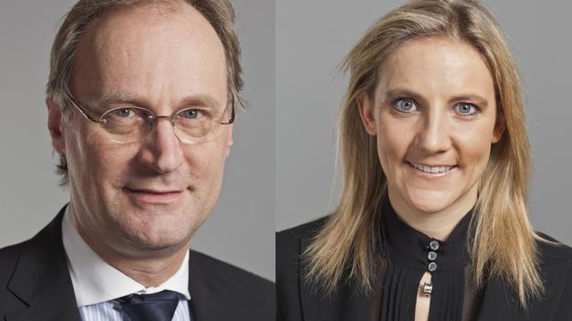 Les UDC Yves Nidegger et Céline Amaudruz ont tous deux annoncé leur candidature au Conseil d'Etat genevois. [Gaëtan Bally]