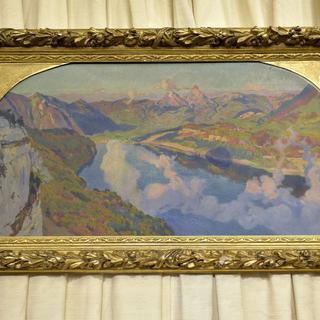 Le tableau de Charles Giron "Le Berceau de la Confederation" à l'Hôtel des ventes de Genève.