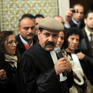 L'avocat tunisien et militant pour les droits de l'Homme Chokri Belaïd lors d'un discours en 2010. [FETHI BELAID]