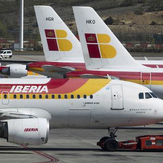 Les employés d'Iberia sont en grève ce 18 février 2013 pour protester contre des licenciements. [Paul White]