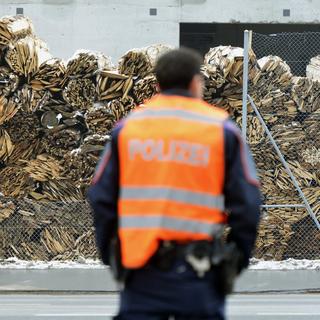 Les forces de police entourent l'entreprise Kronospan après la tuerie, le mercredi 27 février 2013.