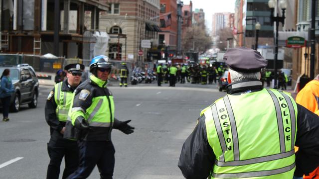 Tout le centre-ville de Boston, où se sont déroulées les explosions, a été bouclé par la police. [RIA Novosti/AFP - Filipp Kravzov]
