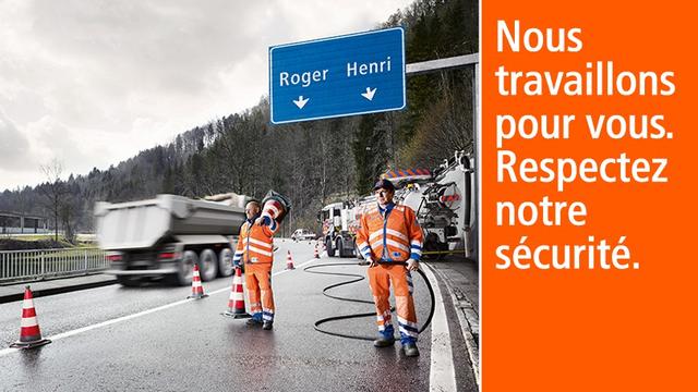 L'affiche de la police vaudoise sur la sécurité des travailleurs sur l'autoroute. [http://www.votrepolice.ch/]