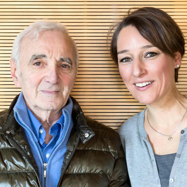Charles Aznavour et Mélanie Croubalian. [RTS - Alexandre Chatton]