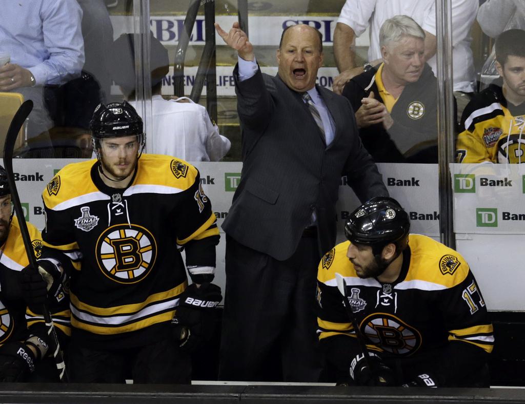 Seguin (à gauche) et Lucic ont ravi leur coach Claude Julien. [KEYSTONE - Charles Krupa]