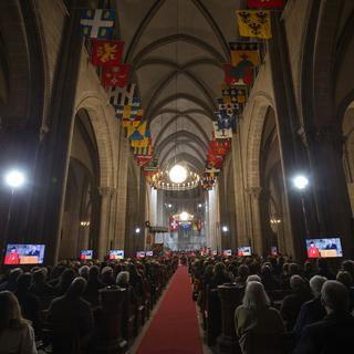 Le nouveau Conseil d'Etat genevois a prêté serment mardi dans la cathédrale Saint-Pierre. [Salvatore Di Nolfi]
