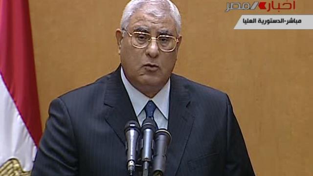 C'est désormais Adly Mansour qui dirigera l'Egypte. [AP Photo/Egyptian State TV]