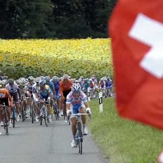 La 15e étape du Tour de France en Suisse, entre Pontarlier et Verbier le 19 juillet 2009. [Keystone - Nicolas Bouvy]