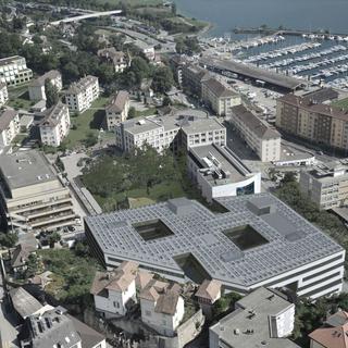Densifiée et efficiente, la ville symbiotique repose sur une utilisation partagée des ressources, comme dans le cadre du projet Microcity à Neuchâtel. [Bauart]