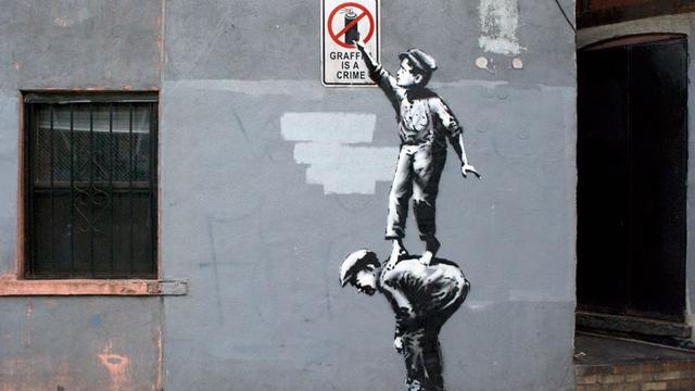 L'une des réalisations de Banksy dans les rues de Manhattan. [banksy.co.uk/]