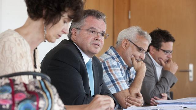 Le Conseil communal de la Ville de La Chaux-de-Fonds s'est exprimé devant la presse. [Sandro Campardo]