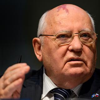 L'ex-dirigeant soviétique Mikhail Gorbatchev, le 2 septembre 2013 à Genève. [FABRICE COFFRINI]