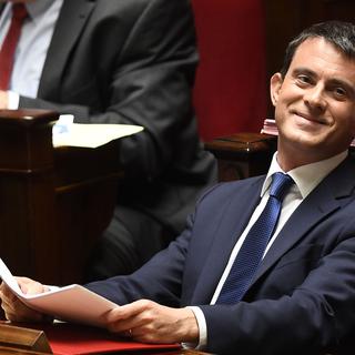 Manuel Valls avant son discours ce mardi à l'Assemblée nationale. [Eric Fefferberg]