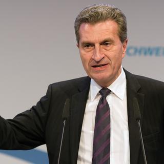 Le commissaire européen à l'énergie Günther Oettinger. [Keystone - Lukas Lehmann]