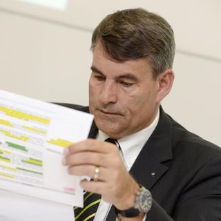 Christian Amsler, président de la Conférence alémanique des directeurs cantonaux de l'Instruction publique, lors de la présentation du Lehrplan 21 en avril dernier.