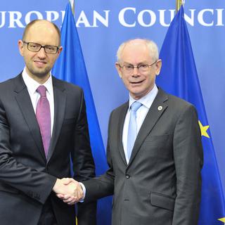 Le Premier ministre ukrainien Arseni Iatseniouk a été reçu par le président du Conseil européen Herman Van Rompuy. [Georges Gobet]
