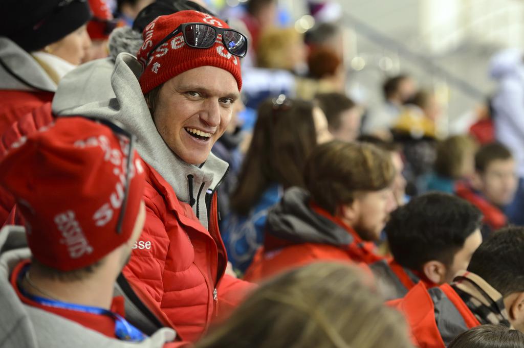 Champion olympique de skicross à Vancouver, Mike Schmid est venu encourager les Suissesses. [KEYSTONE - Laurent Gillieron]