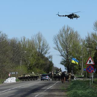 Les forces ukrainiennes à Slaviansk le 25 avril dernier. [Citizenside/Guillaume Briquet]