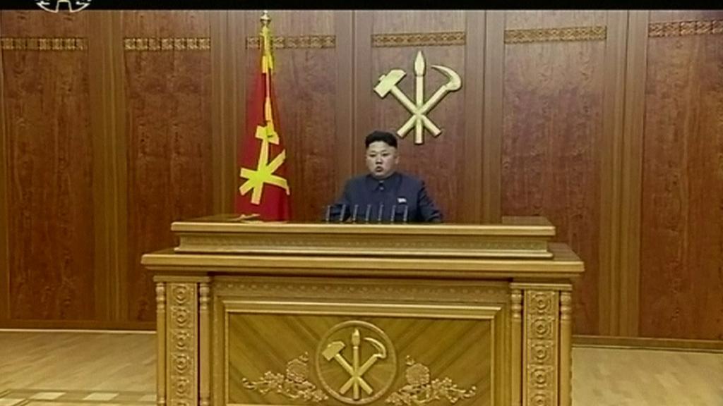 Les voeux de Kim Jong Un ont été prononcés à la télévision. [AP/KRT]