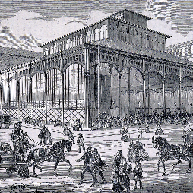 Le pavillon des Halles de Paris, vers 1860. [The Art Archive / Bibliothèque des Arts Décoratifs Paris / AFP - Gianni Dagli Orti]