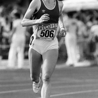 Cornelia Bürki lors des championnats suisses à Frauenfld en 1983. [Arno Balzarini]