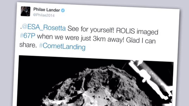 Tweet conversation entre le robot Philae et sa sonde Rosetta. [Twitter]