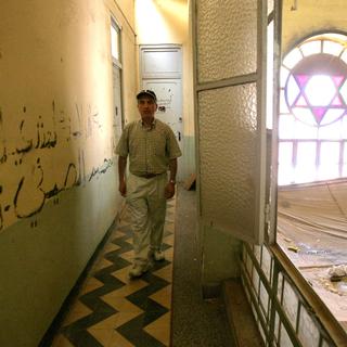 ALGERIA, TLEMCEN : Algerian-born French Jew Jean-Paul vists 25 May the former Rabb synagogue, which was transformed into a martial arts school, in his hometown of Tlemcen, 540 kms west of the capital Algiers. One hundred and thirty Algerian-born French Jews left Paris 22 May 2005 for the first, large pilgrimage organized by both the Algerian and French authorities. AFP PHOTO / MEHDI FEDOUACH [Mehdi Fedouach]