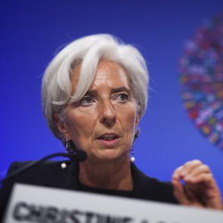 Christine Lagarde, directrice du FMI, a exposé ses recettes pour renforcer la zone euro jeudi, lors de l'Eurogroupe à Luxembourg. [EPA/Keystone - Jim Lo Scalzo]