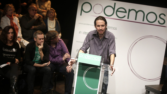 En à peine trois mois, Podemos a réussi à se glisser dans les sondages sur les élections européennes. [Andrea Comas]