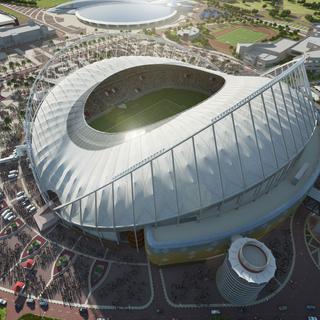 Une image générée par ordinateur du futur stade de football de Doha prévu pour la Coupe du monde de football 2022. [Supreme committee for delivery / AFP - SUPREME COMMITTEE FOR DELIVERY / AFP]