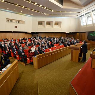 Le parlement de la Crimée s'est réuni en session extraordinaire lundi matin, pour voter le rattachement à la Russie. [RIA Novosti - Mikhail Voskresenskiy]