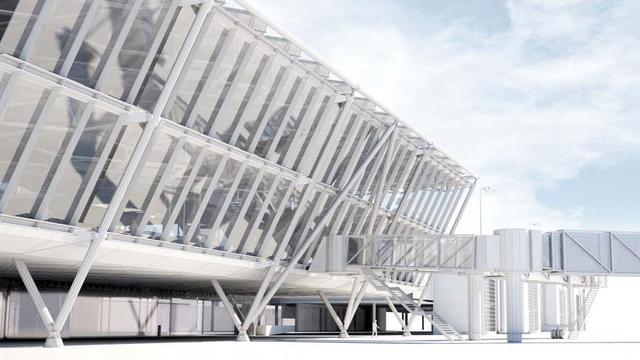 Maquette de la future Aile Est de l'aéroport de Genève. [gva.ch]