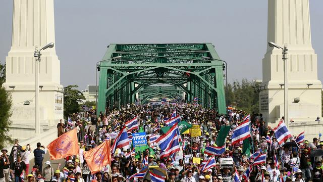 Les manifestants anti-gouvernement ont déjà défilé jeudi à Bangkok pour une préparation au "blocus" de lundi [Keystone - Wason Wanichakorn]