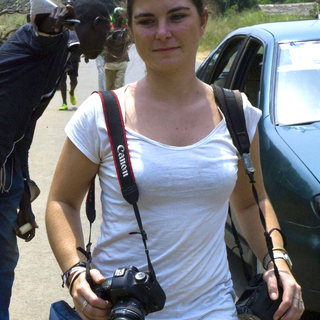 Camille Lepage en février 2014 à Bangui. [Fred Dufour]