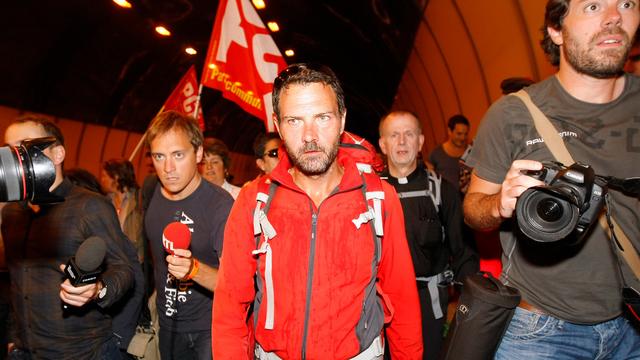 Jérôme Kerviel à son arrivée le 17 mai 2014 à la frontière franco-italienne, près de Menton.