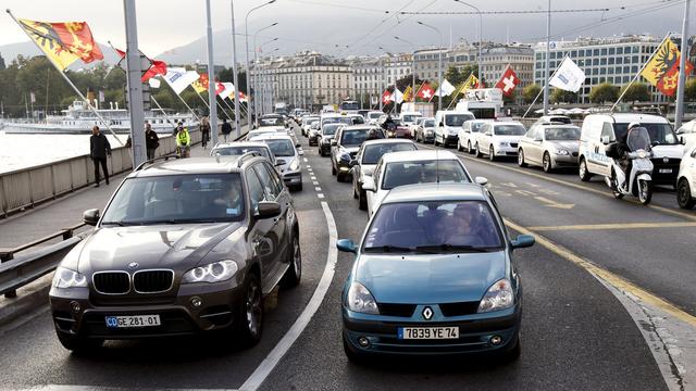 Les voies de circulations actuelles sont congestionnées à Genève. [Salvatore Di Nolfi]