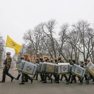 C'est le onzième dimanche successif de mobilisation à Kiev, en Ukraine. [Sergey Dolzhenko]