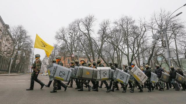C'est le onzième dimanche successif de mobilisation à Kiev, en Ukraine. [Sergey Dolzhenko]