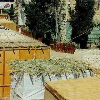 Sukkah, cabanes construites pour la fête de Soukkot. [CC BY SA - Yoninah]