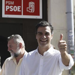 Pedro Sanchez, nouveau secrétaire général du parti socialiste espagnol. [Juan Martin - EPA]